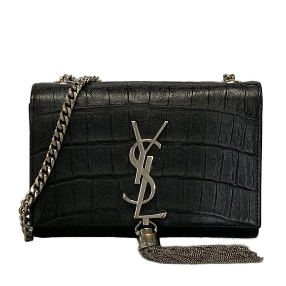 Auth SAINT LAURENT PARIS 354120 Black Silver Leather Hardware Shoulder Bag - Picture 1 of 14